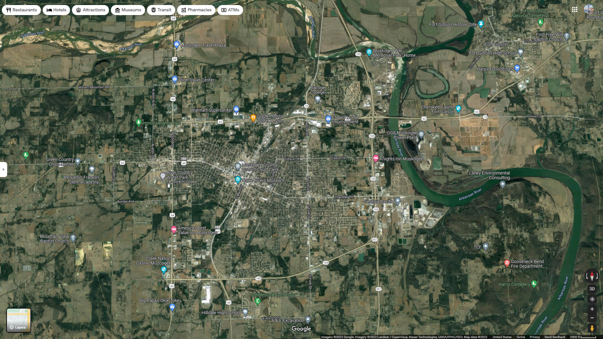 Muskogee Aerial Map Oklahoma